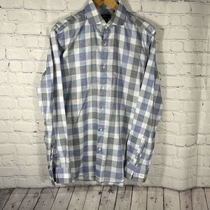 Hugo Boss Mens‎ Slim Fit Long Sleeve Button Up Shirt Size 15 1/2 39 Purple Gray